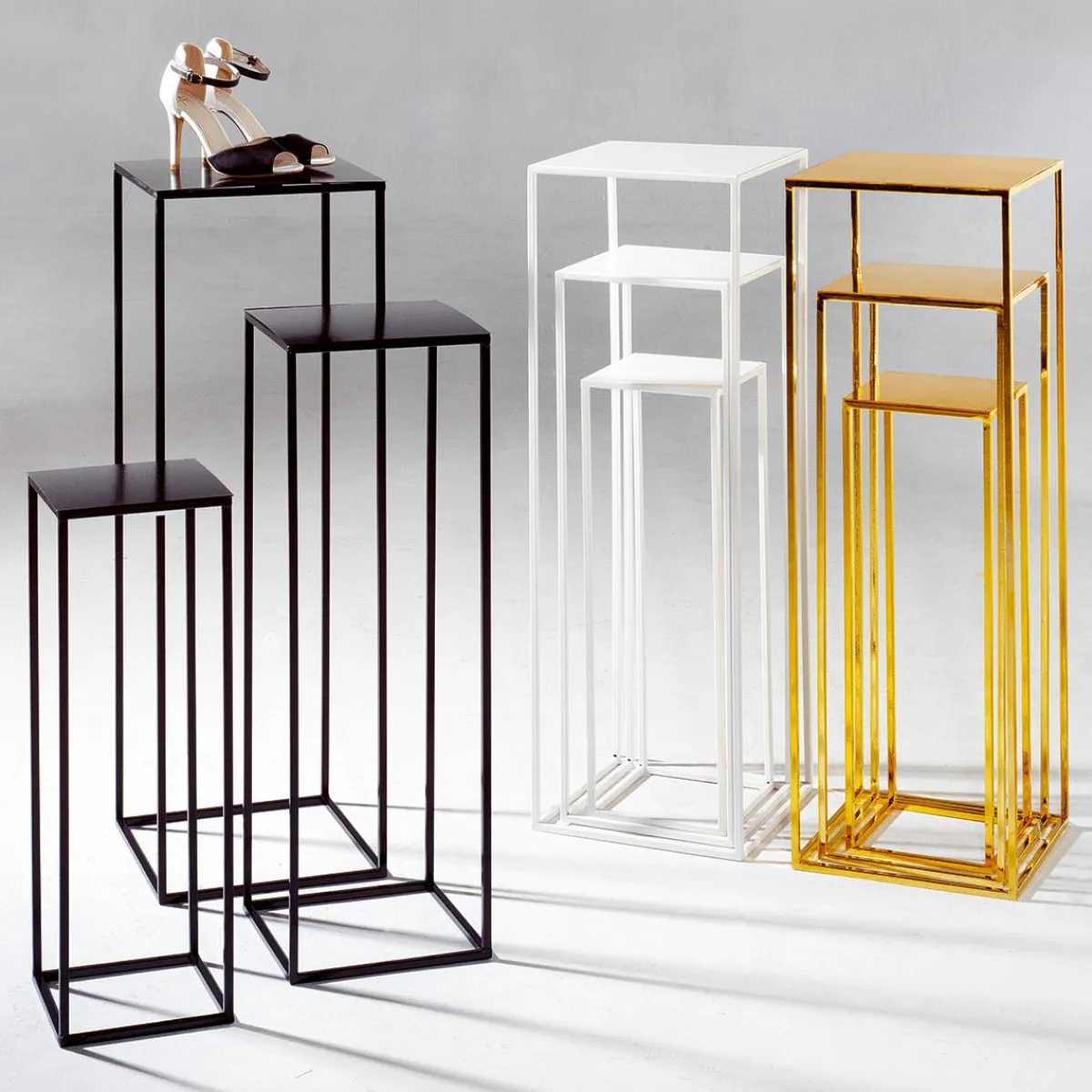 Expositores Para Tiendas|Macetas Y Artículos De Decoración>DecoWoerner Conjunto De Mesas De Metal 3 Piezas negro