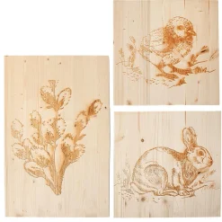 Decoración De Otoño|Decoración De Pascua>DecoWoerner Conjunto De Murales Pirograbado Beige