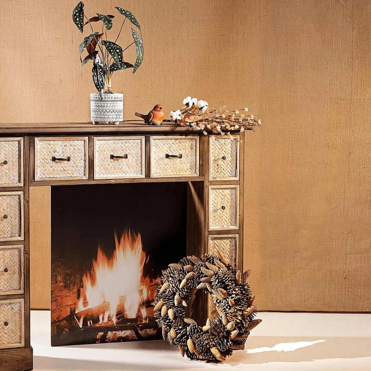 Decoración De Otoño|Coronas De Navidad>DecoWoerner Corona Cónica 45 Cm Ø marrón