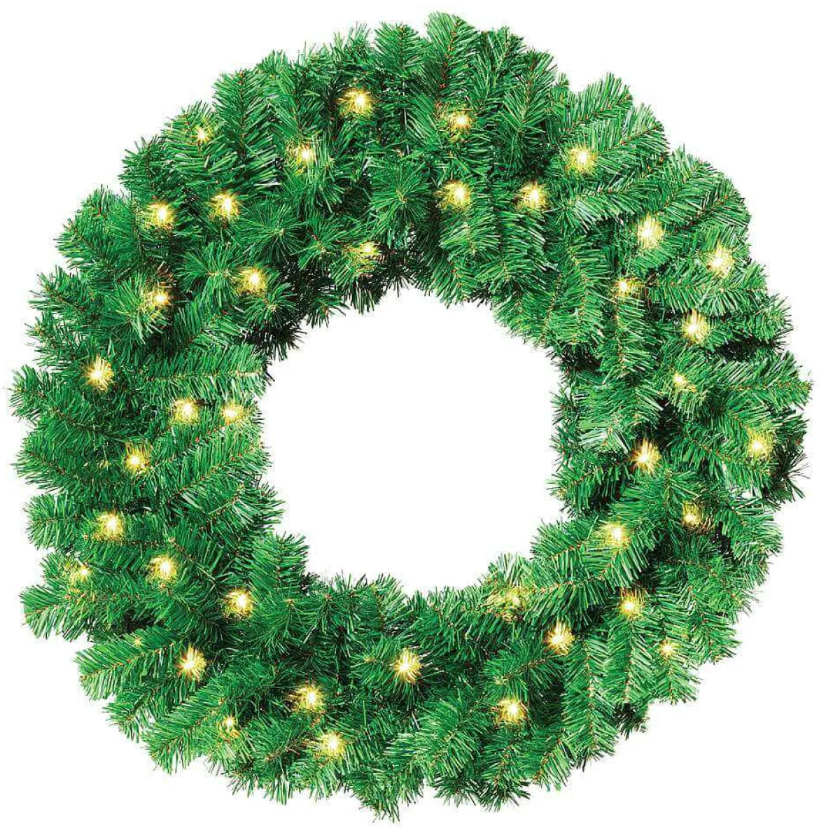Decoración Navideña Xxl|Coronas De Navidad>DecoWoerner Corona De Abeto Basic, LED, Ø 80 Cm, Carácter Tridimensional verde