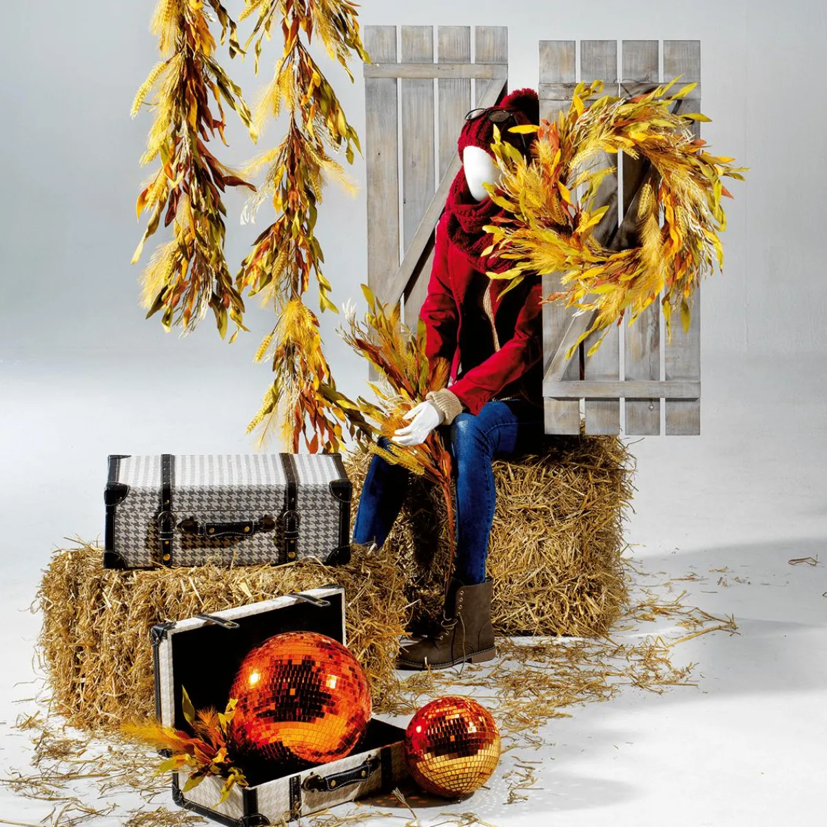 Decoración De Otoño|Ramos Y Coronas De Flores>DecoWoerner Corona De Puerta Otoño, Ø 63 Cm amarillo