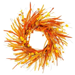 Decoración De Otoño|Ramos Y Coronas De Flores>DecoWoerner Corona Decorativa Otoñal XL "Autumn Mix" Ø 55 Cm Amarillo naranja