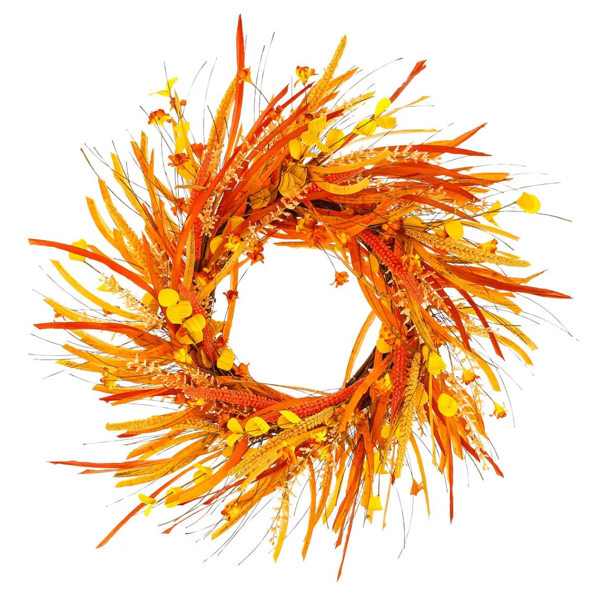 Decoración De Otoño|Ramos Y Coronas De Flores>DecoWoerner Corona Decorativa Otoñal XL "Autumn Mix" Ø 55 Cm Amarillo naranja
