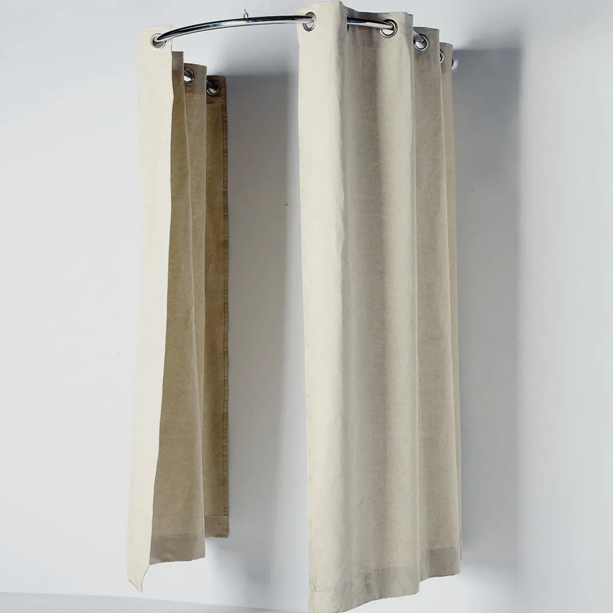 Probadores Y Cortinas>DecoWoerner Cortina De Cubículo Semicircular, 200 Cm De Largo, Beige marrón