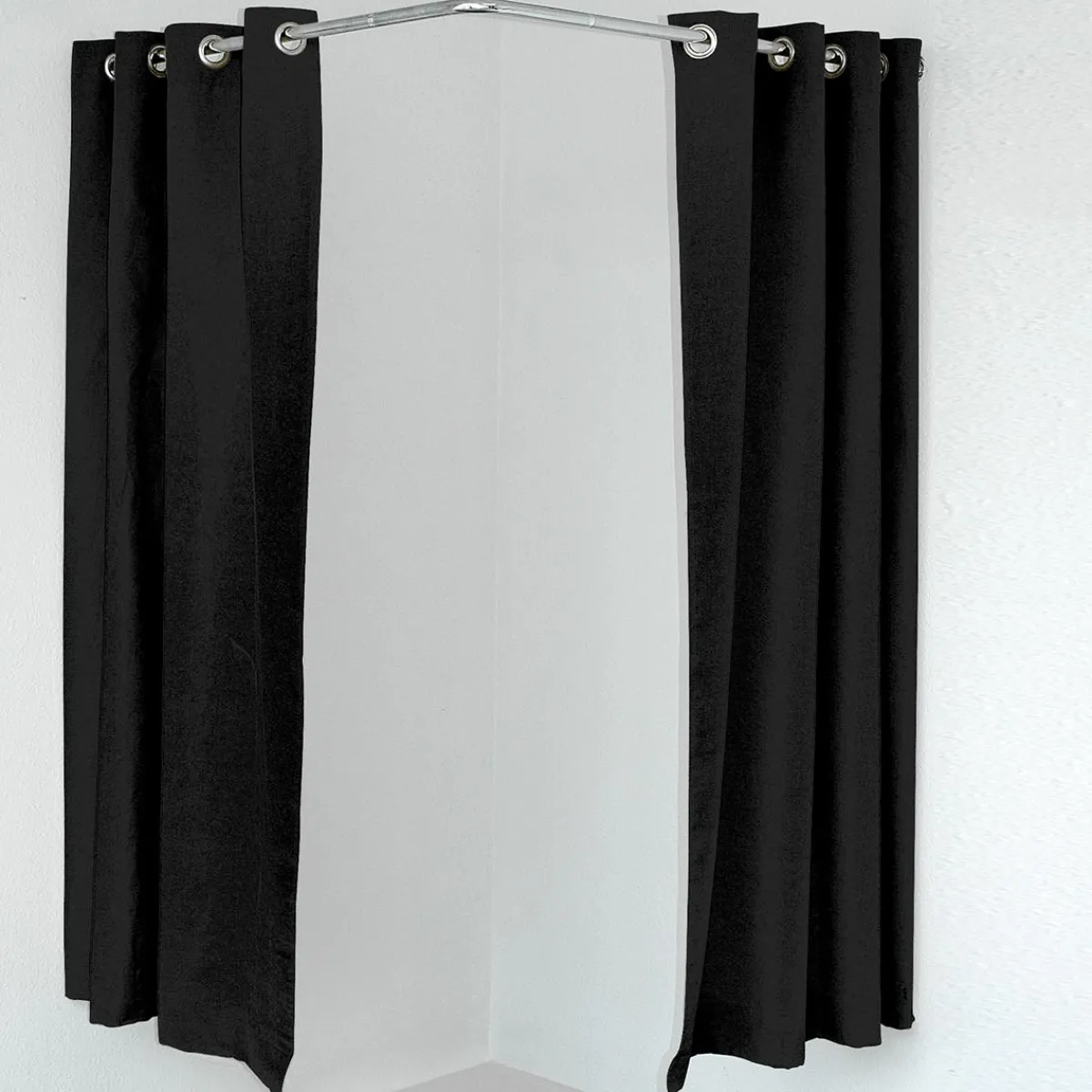 Probadores Y Cortinas>DecoWoerner Cortina De Esquina Para Cubículos, 200 Cm De Largo, Negra negro