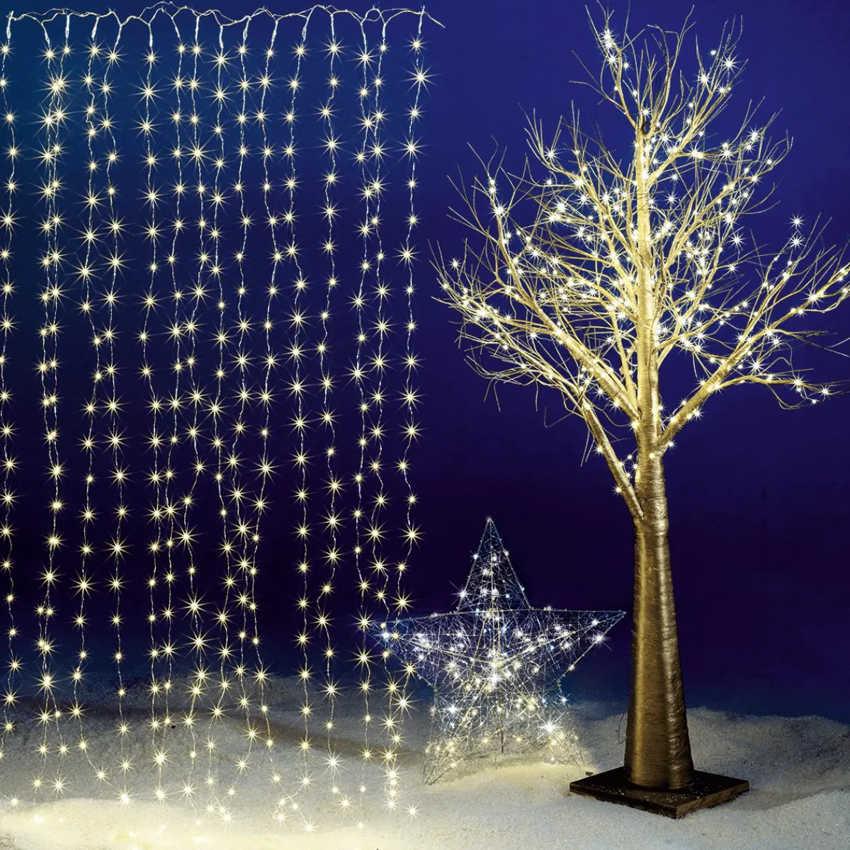 Luces De Navidad>DecoWoerner Cortina De Luces De Alambre LED Para Exteriores, 300 X 200 Cm plata