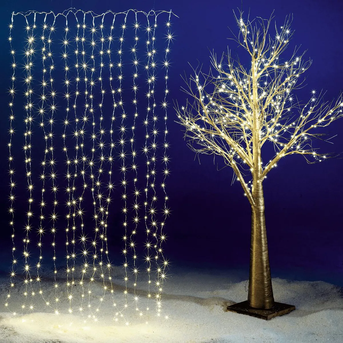 Luces De Navidad>DecoWoerner Cortina De Luces LED Con Alambre Para Exteriores, 384 LED, 240 X 160 Cm plata