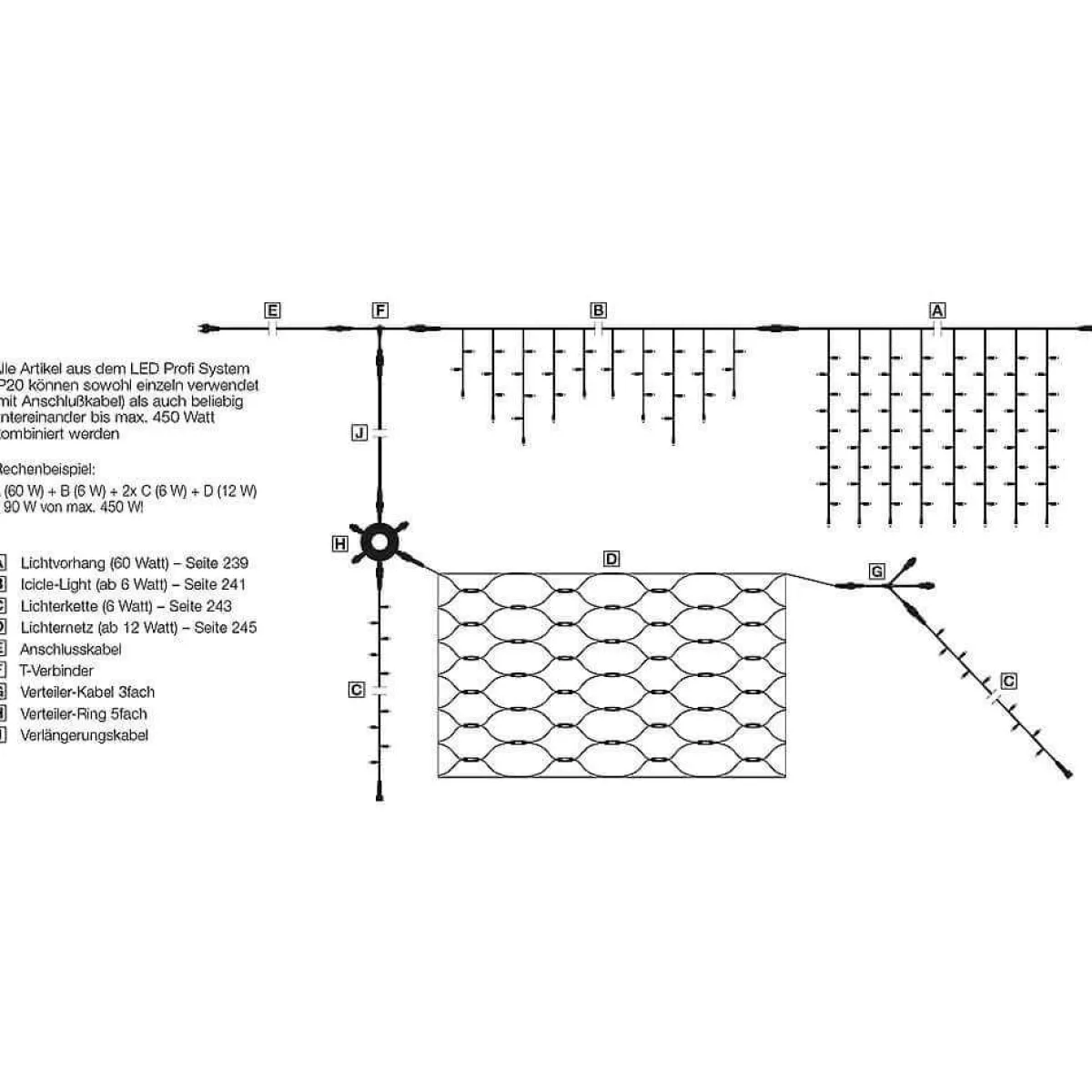 Luces De Navidad>DecoWoerner Cortina De Luces LED Para Uso Profesional Sistema IP20, 600 LED, 300 X 200 Cm, Sin Cable