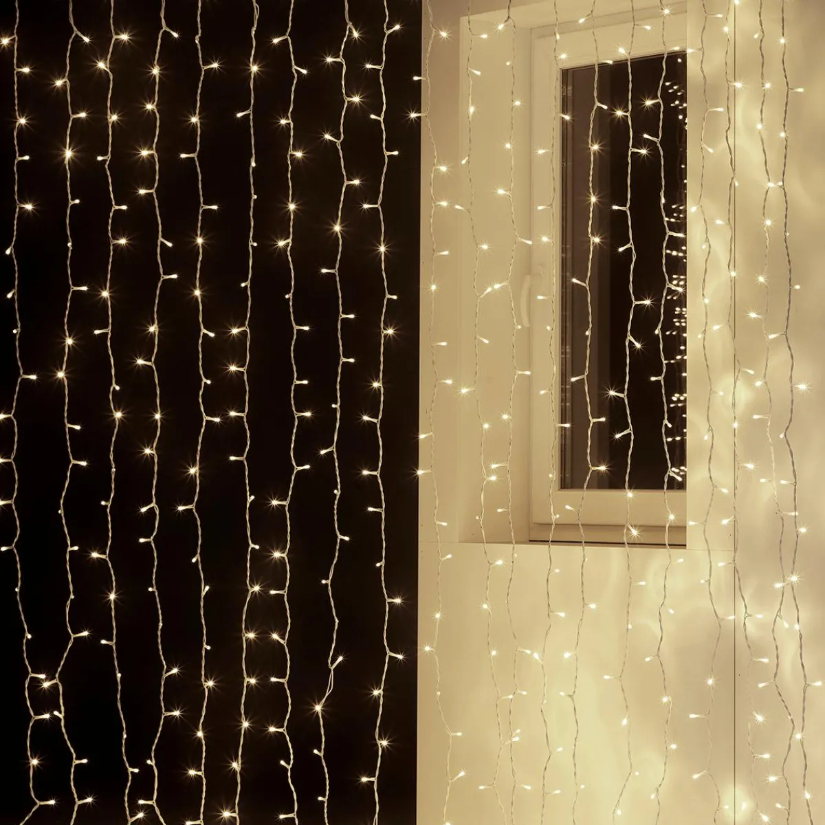 Luces De Navidad>DecoWoerner Cortina De Luces LED Para Uso Profesional Sistema IP20, 600 LED, 300 X 200 Cm, Sin Cable blanco