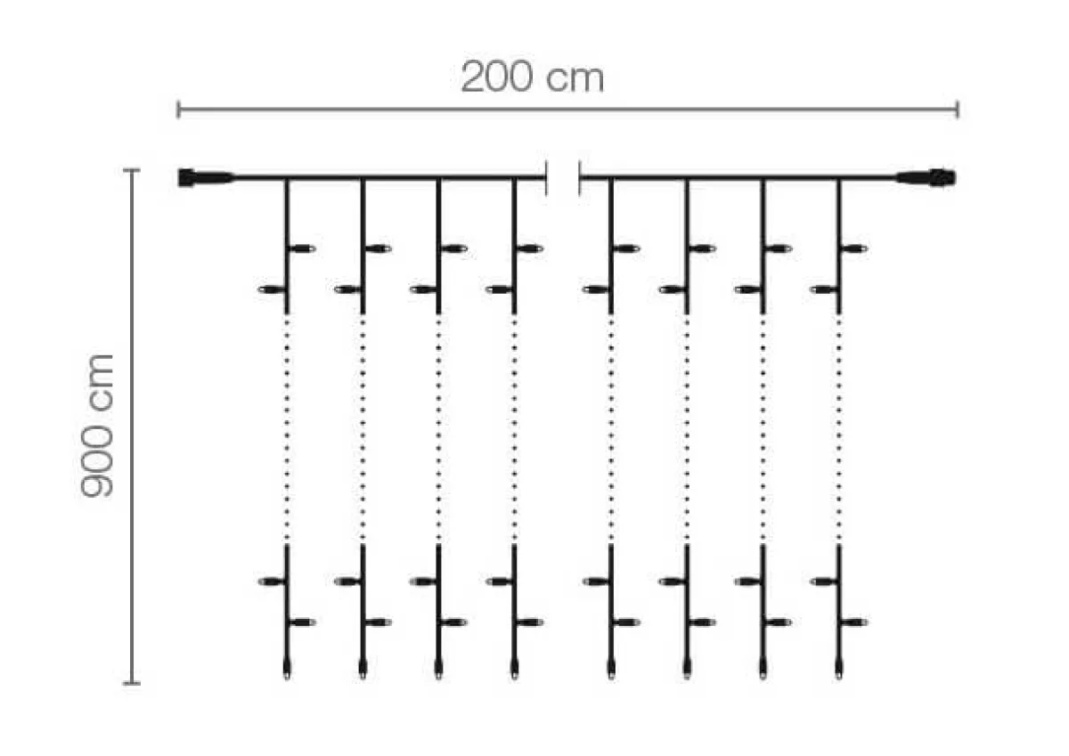 Luces De Navidad>DecoWoerner Cortina De Luces LED Para Uso Profesional Sistema IP20, 1800 LED, 900 X 200 Cm, Sin Cable