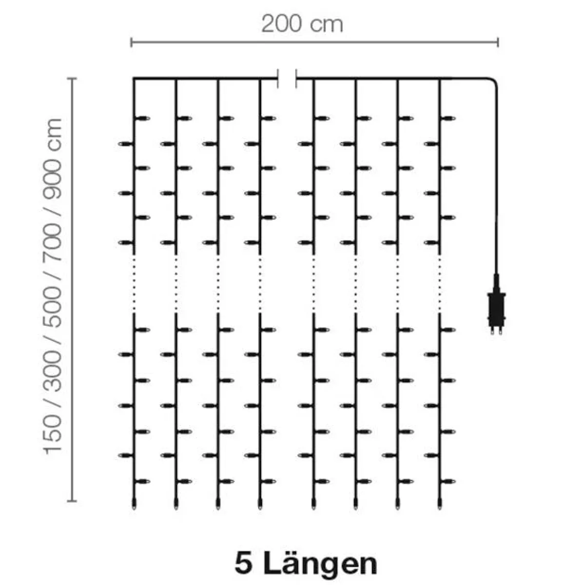 Luces De Navidad>DecoWoerner Cortina De Luces LED 24V Para Exteriores, 900 LED, 500 X 200 Cm blanco
