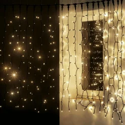 Luces De Navidad>DecoWoerner Cortina De Luz 200 X 80 Cm 160 LED IP44, Negra