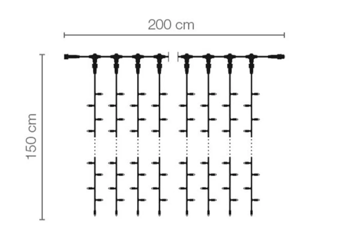 Luces De Navidad>DecoWoerner Cortina De Luz 200 X 80 Cm 160 LED IP44, Negra