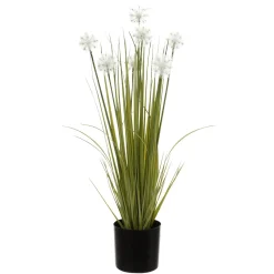 Decoración De Verano|Decoración De Primavera>DecoWoerner Césped Artificial Con Dientes De León En Maceta Negra 70 Cm verde