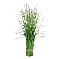 Decoración De Primavera|Hierba Decorativa>DecoWoerner Césped Artificial Decorativo Con Flores Blancas 48 Cm blanco