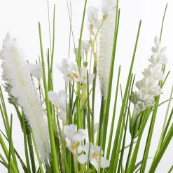 Decoración De Primavera|Hierba Decorativa>DecoWoerner Césped Artificial Decorativo Con Flores Blancas 48 Cm blanco