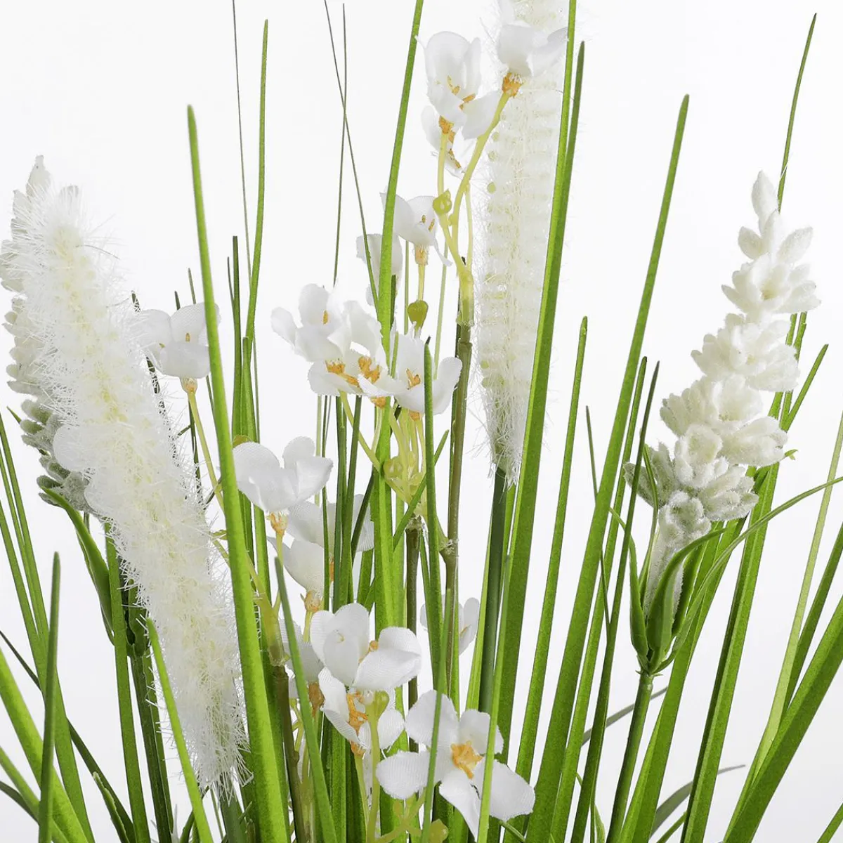 Decoración De Primavera|Hierba Decorativa>DecoWoerner Césped Artificial Decorativo Con Flores Blancas 48 Cm blanco