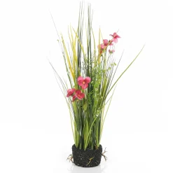 Hierba Decorativa|Flores Artificiales>DecoWoerner Césped Decorativo Con Pensamientos 48 Cm rosa