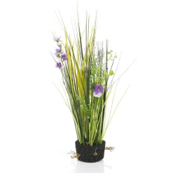 Hierba Decorativa|Flores Artificiales>DecoWoerner Césped Decorativo Con Pensamientos 48 Cm Púrpura violeta