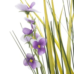 Hierba Decorativa|Flores Artificiales>DecoWoerner Césped Decorativo Con Pensamientos 48 Cm Púrpura violeta