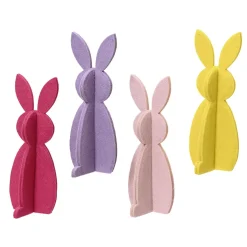 Decoración De Pascua>DecoWoerner Cuatro Conejitos De Fieltro En Cuatro Colores multicolor