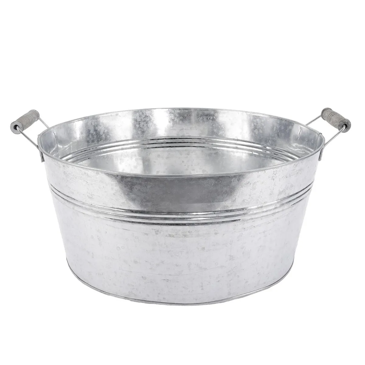 Decoración De Verano|Decoración De Primavera>DecoWoerner Cubeta De Zinc Con Asas De Madera 35 Cm Gris
