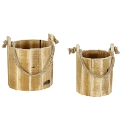 Decoración Natural|Decoración De Otoño>DecoWoerner Cubo Rústico De Madera En Set De 2, 21 Cm Madera natural