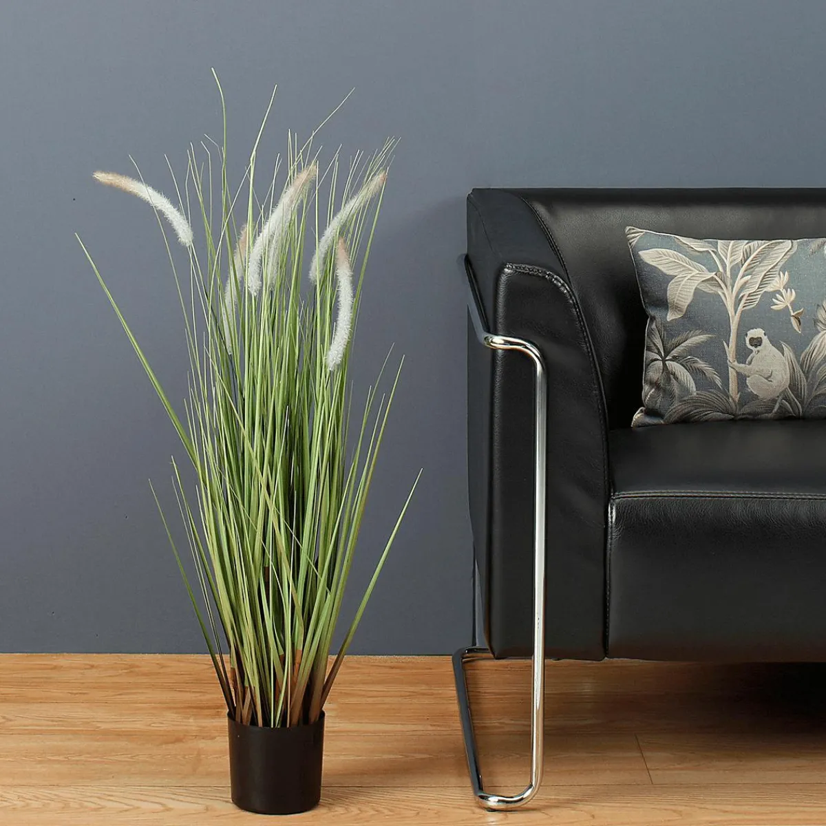 Decoración De Verano|Decoración De Primavera>DecoWoerner Deco Lampbush Grass En Maceta Negra 90 Cm verde