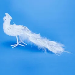 Decoración De Animales>DecoWoerner Deco Peacock Glitter 7 X 40 X 20 Cm blanco