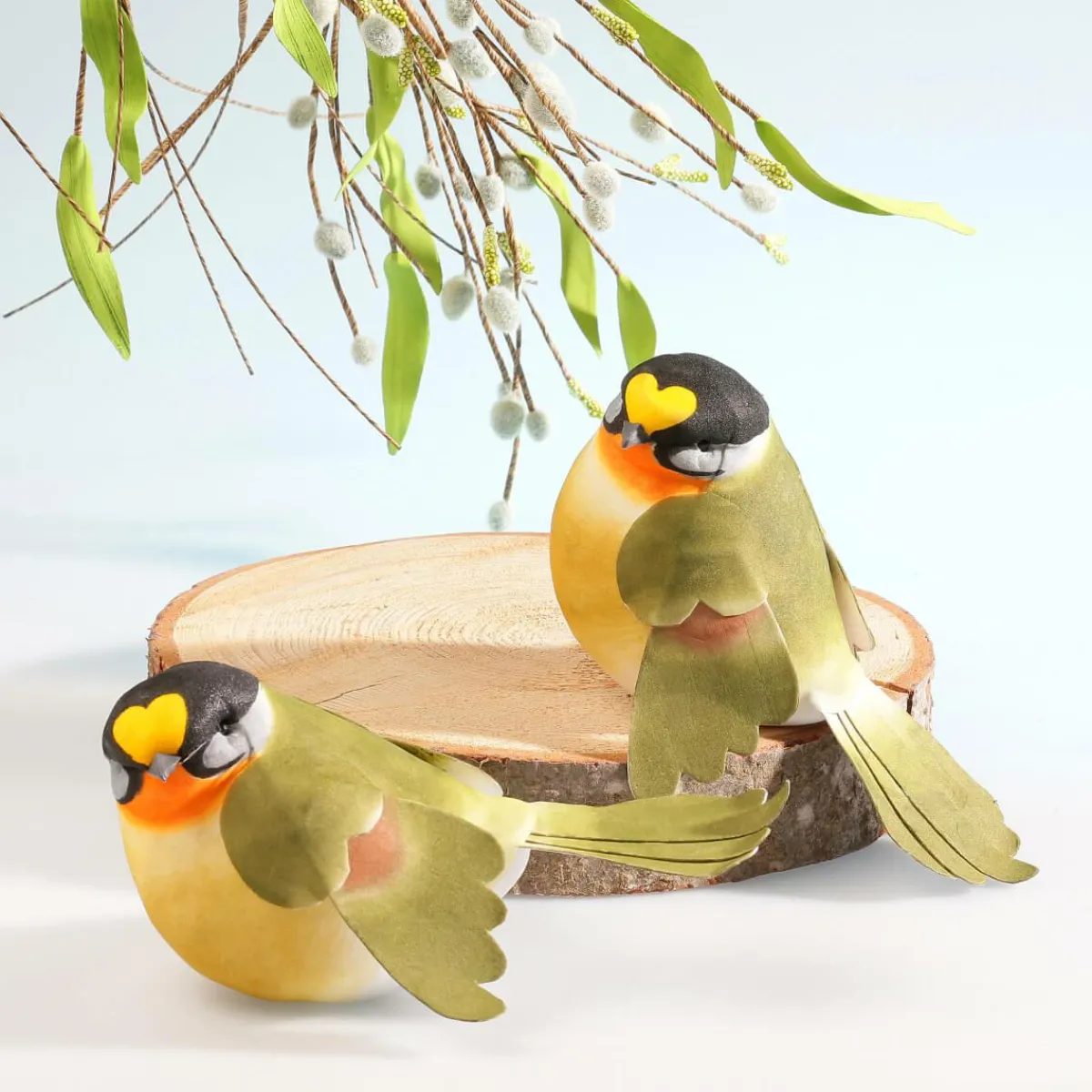 Decoración De Animales|Decoración De Primavera>DecoWoerner Decoración Pájaro -naranja 19 Cm verde