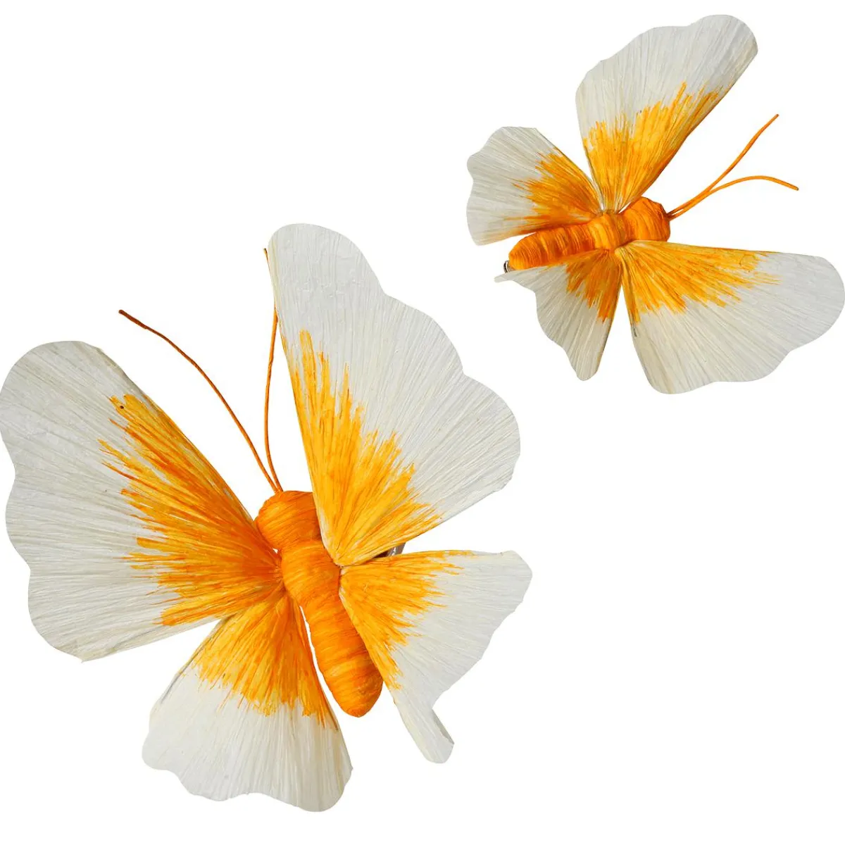 Decoración De Animales|Decoración De Primavera>DecoWoerner Dos Mariposas Decorativas Con Clip, Amarillo, Ø 11-14 Cm naranja