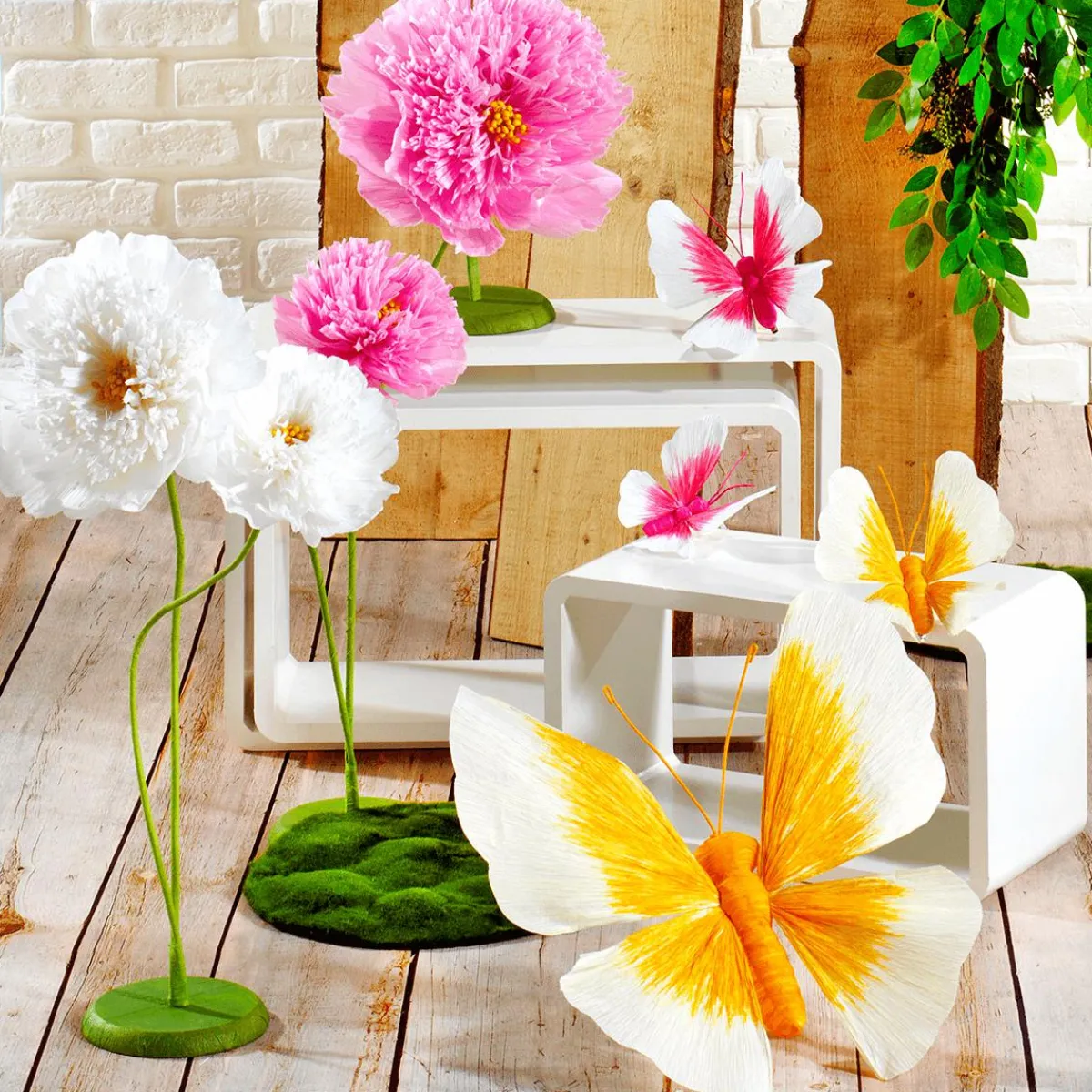 Decoración De Animales|Decoración De Primavera>DecoWoerner Dos Mariposas Decorativas Con Clip, Amarillo, Ø 11-14 Cm naranja