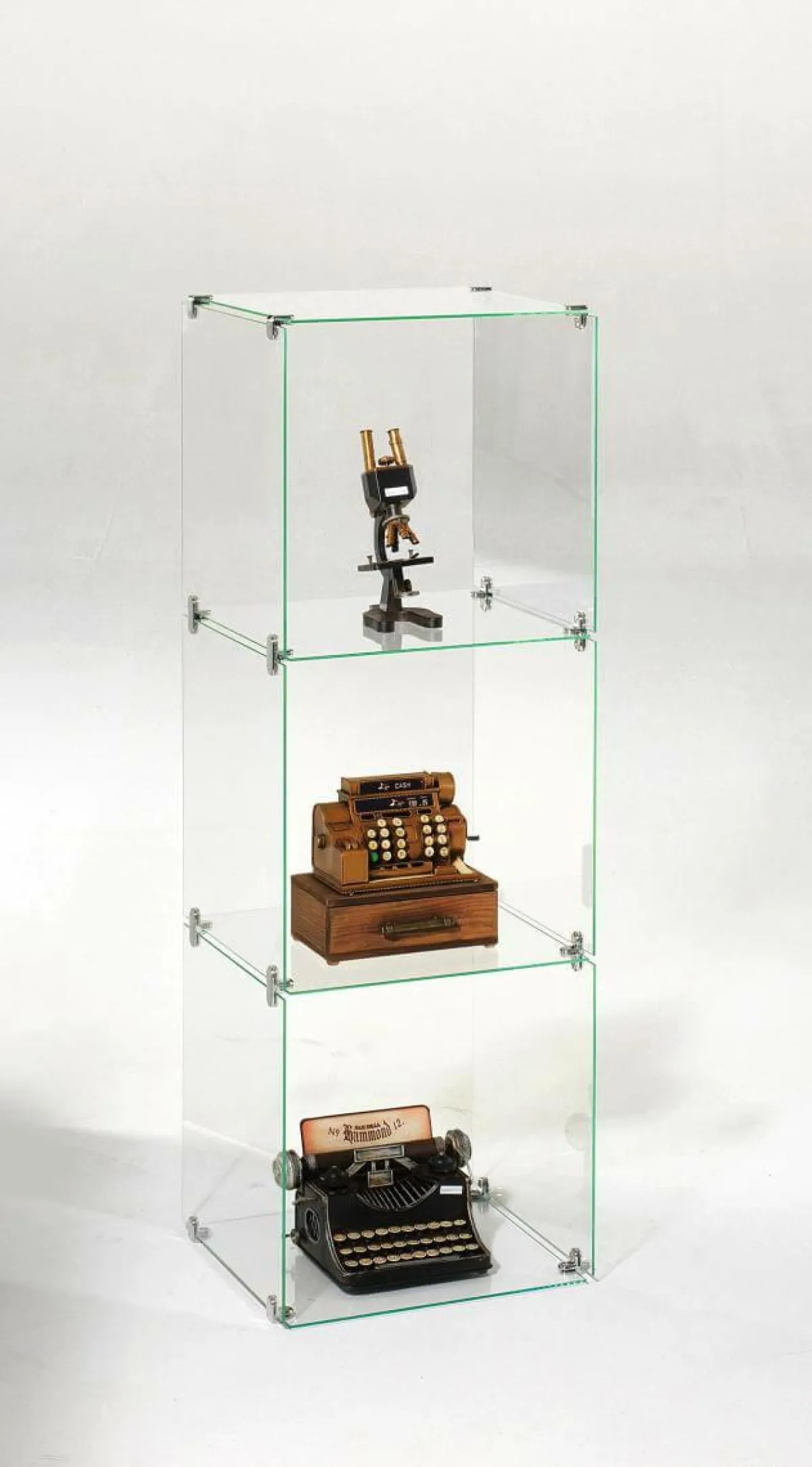 Expositores Para Tiendas>DecoWoerner Escaparate Cúbico De Vidrio De Bricolaje, Sin Paredes Traseras, Altura 124 Cm transparente