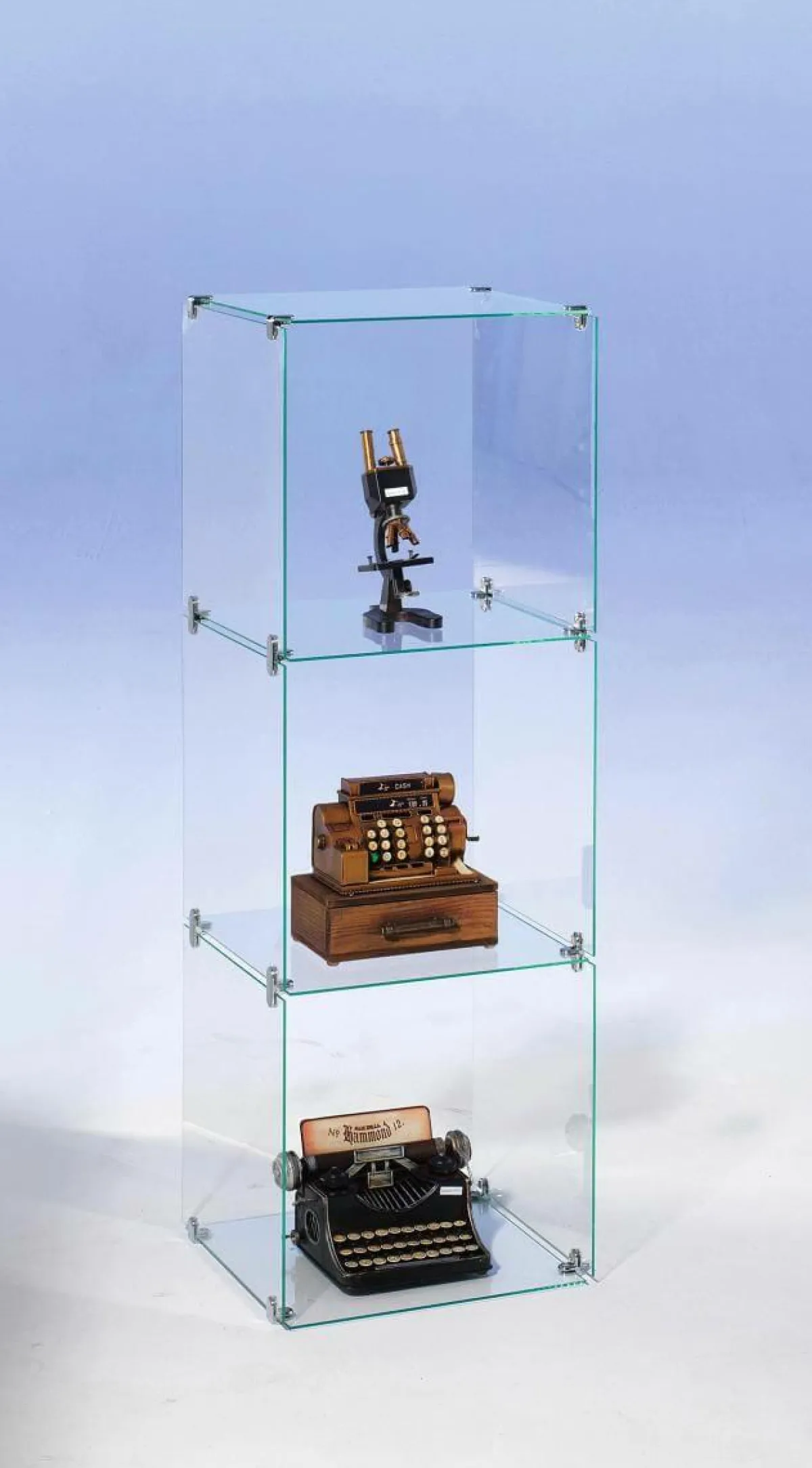 Expositores Para Tiendas>DecoWoerner Escaparate Cúbico De Vidrio De Bricolaje, Sin Paredes Traseras, Altura 124 Cm transparente
