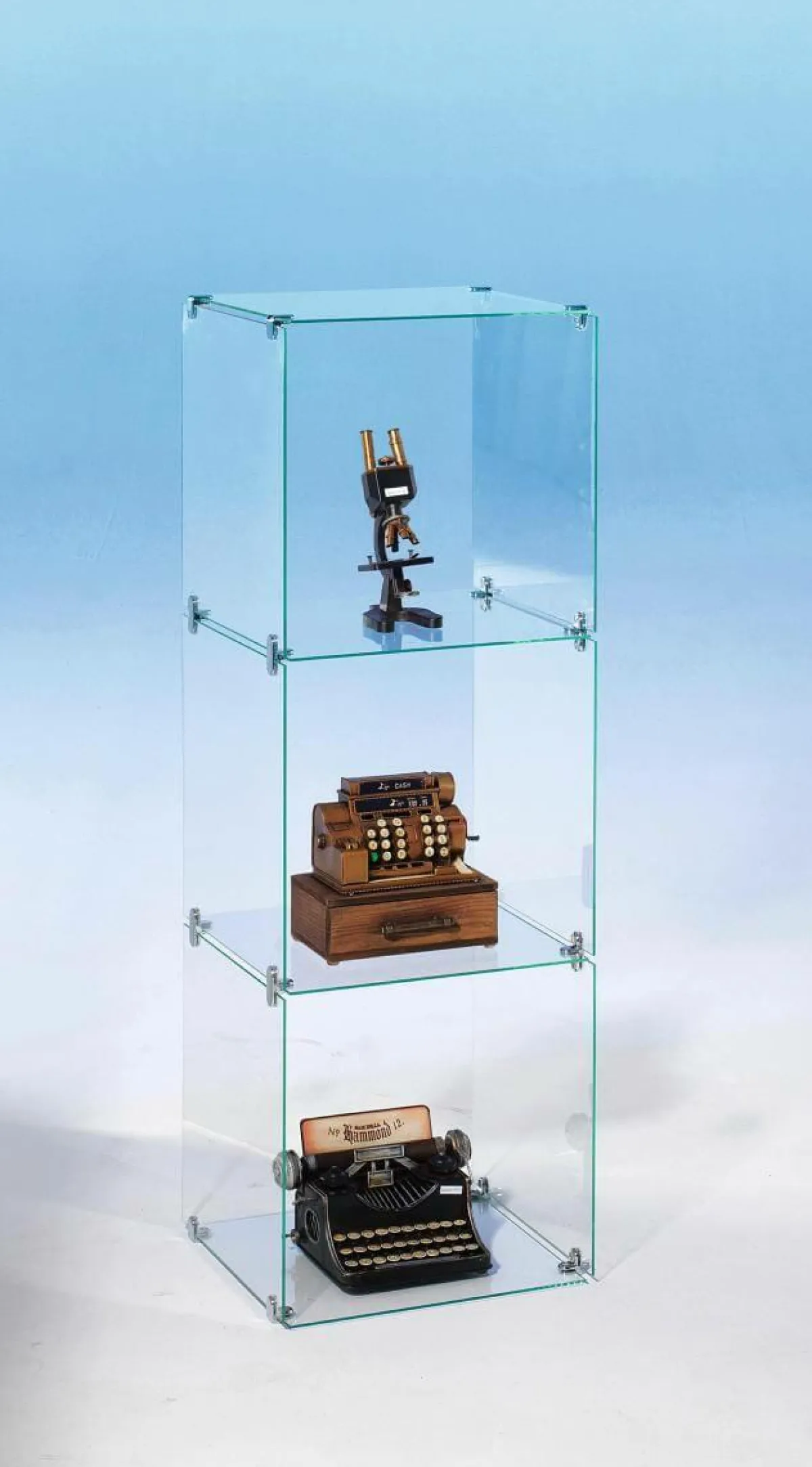 Expositores Para Tiendas>DecoWoerner Escaparate Cúbico De Vidrio De Bricolaje, Sin Paredes Traseras, Altura 124 Cm transparente