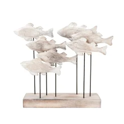 Decoración Natural|Decoración De Verano>DecoWoerner Escultura Deco Marítima Pez De Madera 28 Cm Madera natural