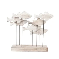 Decoración Natural|Decoración De Verano>DecoWoerner Escultura Deco Marítima Pez De Madera 28 Cm Madera natural