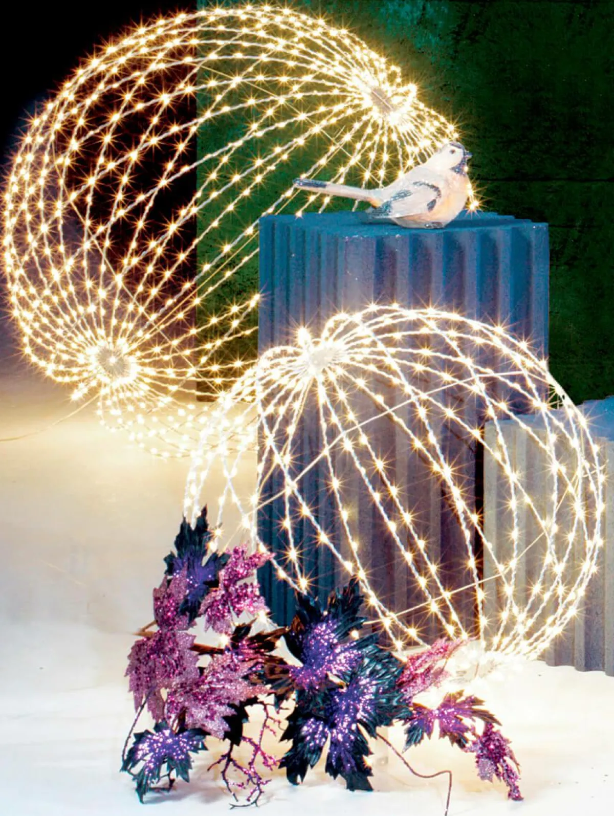 Luces De Navidad>DecoWoerner Esfera Luminosa LED Para Exteriores, LED Cálido - Blanco, Ø 50 Cm plata