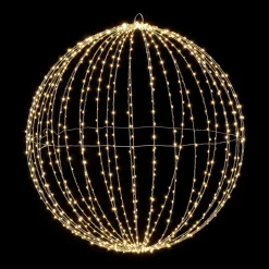 Decoración Navideña Xxl|Luces De Navidad>DecoWoerner Esfera Luminosa LED Para Exteriores, LED Cálido - Blanco, Ø 80 Cm plata