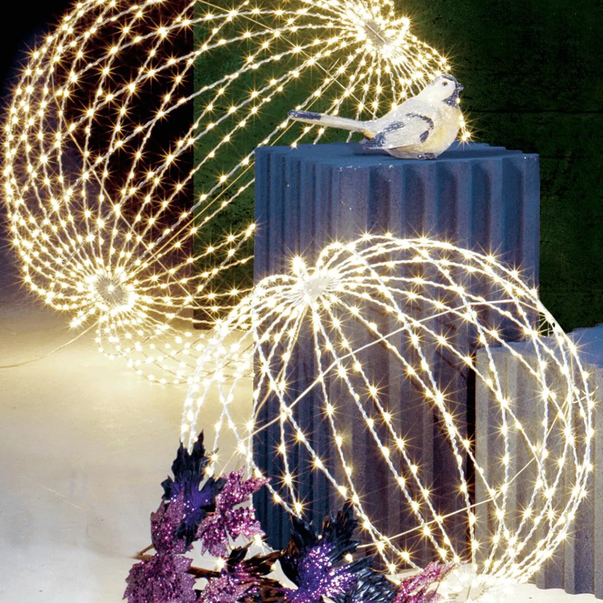 Luces De Navidad>DecoWoerner Esfera Luminosa LED Para Exteriores, LED Cálido - Blanco, Ø 30 Cm plata