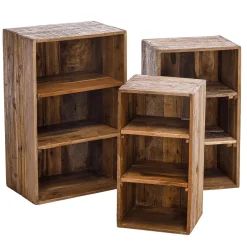 Expositores Para Tiendas|Decoración Natural>DecoWoerner Estantes Decorativos De Madera 3 Piezas, 50 Cm, 65 Cm, 70 Cm De Altura Madera natural