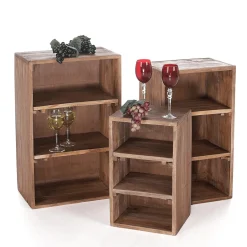 Expositores Para Tiendas|Decoración Natural>DecoWoerner Estantes Decorativos De Madera 3 Piezas, 50 Cm, 65 Cm, 70 Cm De Altura Madera natural