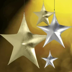 Decoración Temática|Decoración Navideña Xxl>DecoWoerner Estrella Extensible Ø 80 Cm, Ignífuga B1 plata
