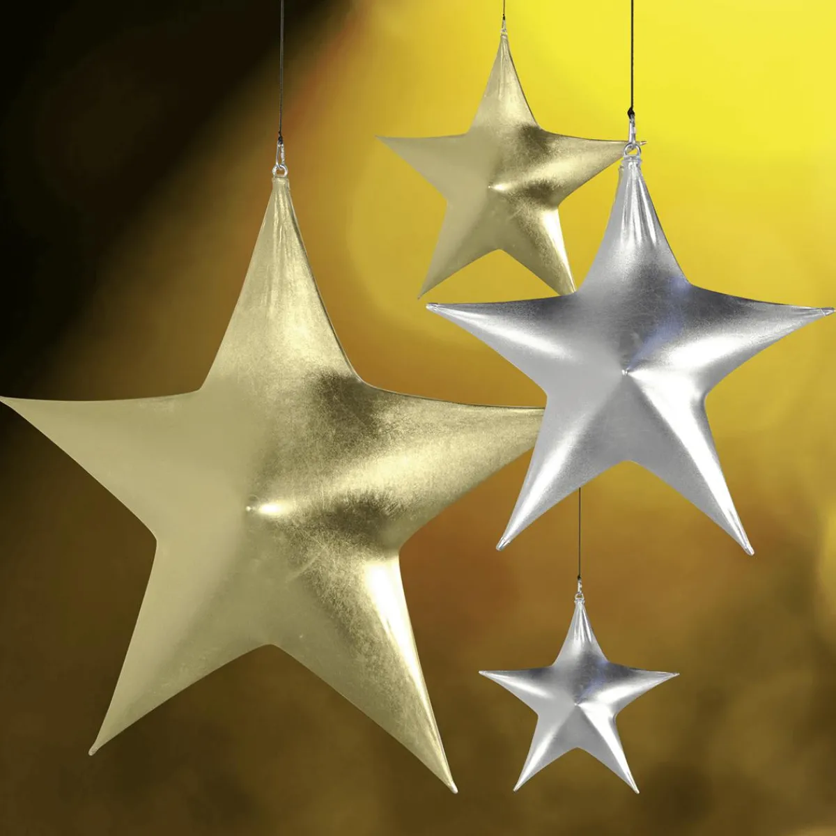 Decoración Temática|Decoración Navideña Xxl>DecoWoerner Estrella Extensible Ø 200 Cm, Ignífuga B1 oro