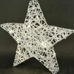 Estrella De Navidad|Luces De Navidad>DecoWoerner Estrella LED A Pilas Con Temporizador, Plateada plata