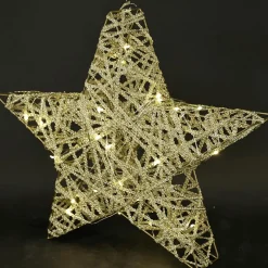 Estrella De Navidad|Luces De Navidad>DecoWoerner Estrella LED A Pilas Con Temporizador, Dorada oro