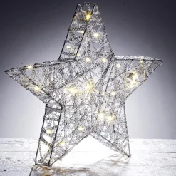 Luz Decorativa|Estrella De Navidad>DecoWoerner Estrella Metálica Decorativa LED De 30 Cm Que Funciona Con Pilas blanco
