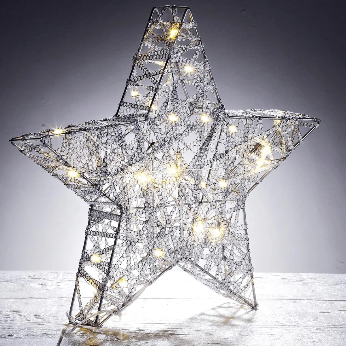 Luz Decorativa|Estrella De Navidad>DecoWoerner Estrella Metálica Decorativa LED De 30 Cm Que Funciona Con Pilas blanco