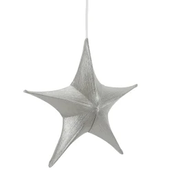 Decoración Temática|Decoración Navideña Xxl>DecoWoerner Estrella Plegable De Tela Decorativa En Metalizada Con Cremallera plata