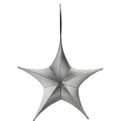 Estrella De Navidad>DecoWoerner Estrella Plegable De Tela Deco Negro- Con Cremallera, 40 Cm plata